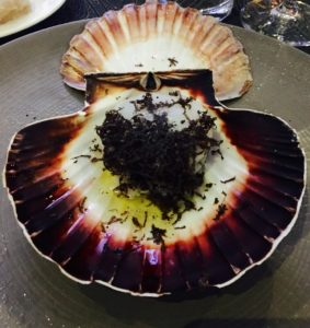 Truffle Scallop in his Shell served at the Black Truffle Dinner at GourmetFest 2016.