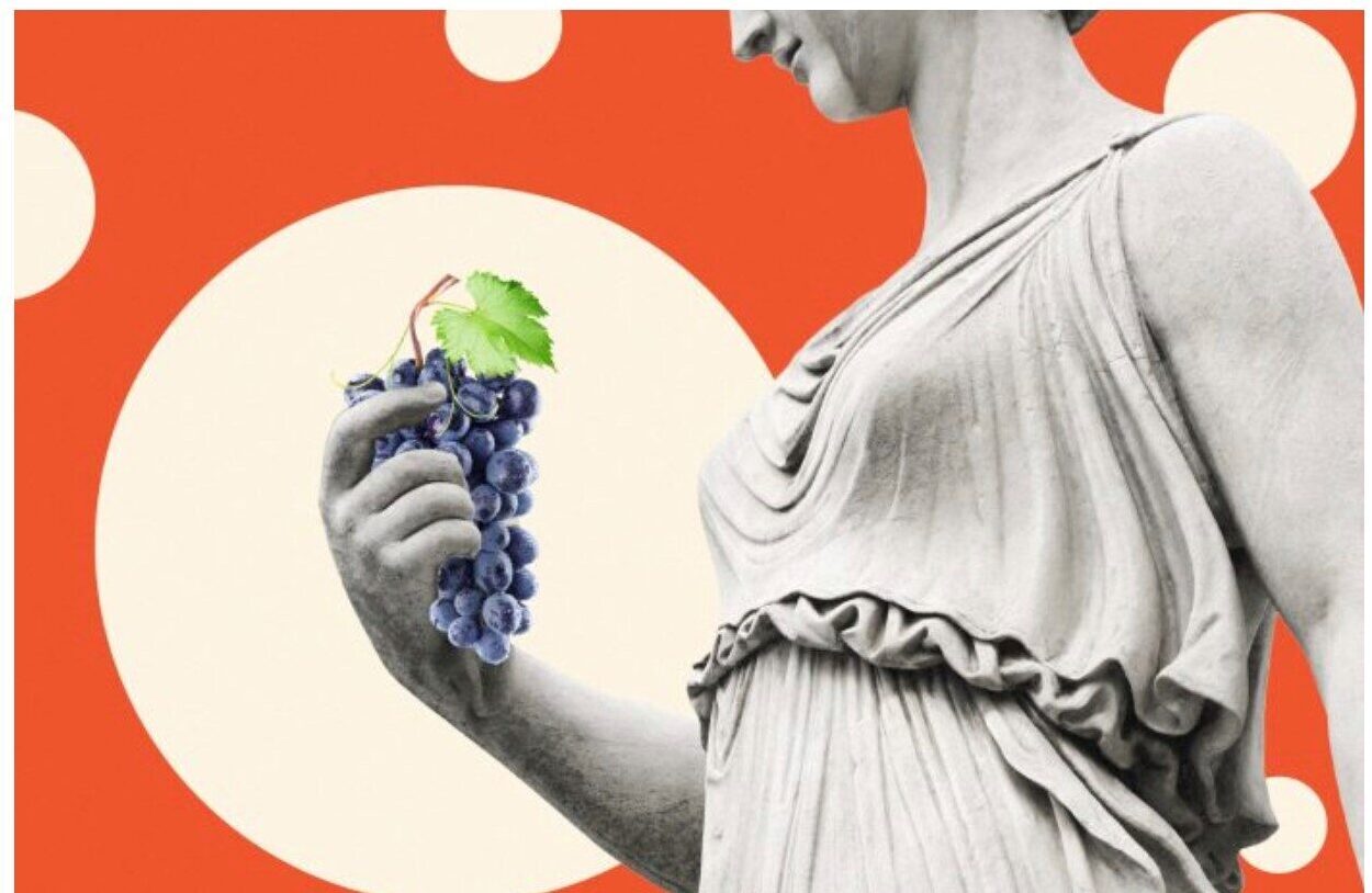 Image of marble statue holding grapes